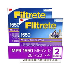 Filtrete 20x20x4 Air Filter MPR 1550 DP MERV 12, Healthy Living Ultra Allergen Deep Pleat, 2-Pack, Fits Lennox & Honeywell Devices (exact dimensions 19.88x19.88x4.31)