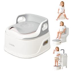 UNCLE WU 3-in-1 Toddler Potty Training Toilet - Chair, Seat & Step Stool with Splash Guard, Quick One-Click Assembly, Easy to Clean - Versatile Potty Trainer for Boys & Girls