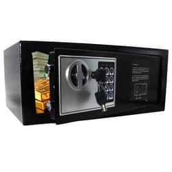 Yuanshikj Electronic Keypad And Key Security Safe Lock Box Steel Digital Deposit for Home Office Hotel Business Cash Jewelry Storage (BLACK, 0.6 CF)