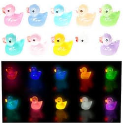 Tindobewan 50 PCS Tiny Ducks Glow in The Dark Mini Resin Ducks Miniature Duck Figures Ornament for Craft, Dollhouse, Slime,Landscape, Home Decorations(Luminous Tiny Ducks 10 Colors)