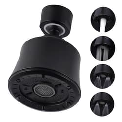 iFealClear Kitchen Sink Faucet Head, 360° Faucet Sprayer Attachment, Large Angle Rotatable Kitchen Faucet Aerator with 2 Ball Joint, 4 Spray Modes, Extra Male Female Thread Adapters, Matte Black
