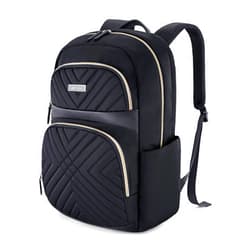 LIGHT FLIGHT Laptop Backpack for Women, Work Backpack Fits 15.6 Inch Computer Bookbags Back Pack with Charging Port Hole for Travel Work Business Hiking College, Black