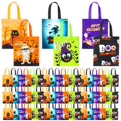 Sweetude 120 Pcs Halloween Tote Bags Bulk Halloween Trick or Treat Bags with Handles Reusable Non Woven Bags Halloween Treats Bags Halloween Goodie Bags for Party Supplies (Skull)