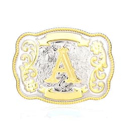HUABOLA CALYN Vintage Belt Buckle Men Western Cowboy Rodeo Initial Letter ABCDMRJ to Z Golden Belt Buckles for Women