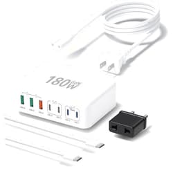 Agtray 180W USB C Charger Block 7-Port GaN Fast Charging Station PD65W Laptop Power Adapter, Multiport Desktop Hub with USB-C Cable Compatible for MacBook,iPad Air Pro, iPhone 15 14 13, Galaxy S24 S23