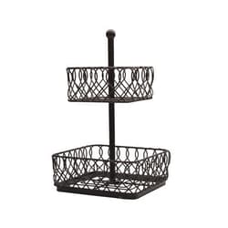 Gourmet Basics by Mikasa Juliette 2 Tiered Fruit Storage Basket, 16 Inch, Black