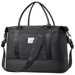 BAGAIL Travel Duffel Bag - Weekender, Overnight Gym Carry On Tote with Wet Pocket, Hospital Mom Bag for Labor and Delivery - Extra Large, Black