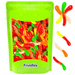 Fruidles Mini Gummi Worms Candy, Assorted Fruit Flavors Gummies, Allergy Friendly, Non-GMO, No Artificial Sweeteners Gummy (Half-Pound)