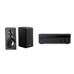 Sony SSCS5 3-Way 3-Driver Bookshelf Speaker System (Pair) - Black & STRDH190 2-ch Home Stereo Receiver with Phono Inputs & Bluetooth