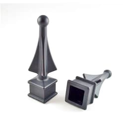Retrospec Creations 100 Each for 3/4” Black Plastic Finial Tops for Iron Picket Fence 4-Sided Spire - #1-34