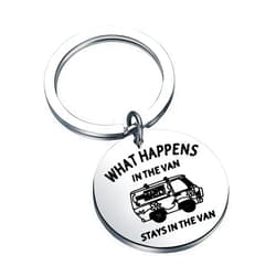 TGBJE What Happens in the Van Stays in the Van Vanlife Keychain Camper Lover Gift Travelers Adventure Gift RV Camping Jewelry