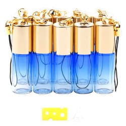 Newzoll Glass Roller Bottles, 5ml Mini Blue Gradient Roll On Bottles, Empty Sample Vial Bottles Containers for Essential Oil Perfumes Lip Balms, Pack of 10