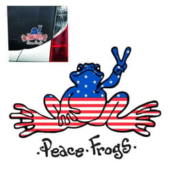 Smilfuy Peace Frogs Car Sticker Decal, U.S.A Peace Frogs Car Bumper Sticker, Vinyl Decal for Car, Outdoor Rated Peace Sign Sticker, Suitable for Windows, Bumpers, Laptops or Crafts (USA Frog)