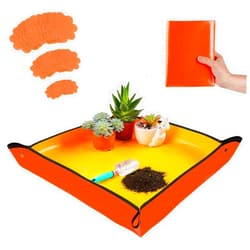 PBQWXES Thickened Repotting Mat for Indoor Plant Transplanting & Soil Mess Control, Foldable Potting Mat for Succulent Plant, Waterproof Gardening Tray & 30Pcs Pot Hole Pads, Potting Gift for Gardener