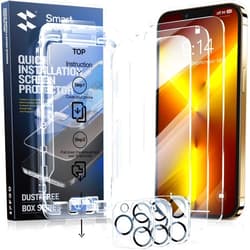 SmartDevil 3-Pack Screen Protector for iPhone 13 Pro with 3-Pack Camera Lens Protector, Clear 9H Tempered Glass Film, Super Fast Installation (Dust-Free & Bubble-Free), Alignment Tool