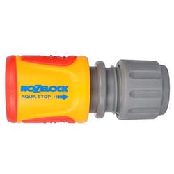 Hozelock 2075 0000 Conector AquaStop (12,5 mm y 15 mm) Soft Touch Water Stop Connector, Yellow/Grey, 3.8 x 8.9 x 14.4 cm