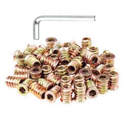 Sprite Science 50 Pieces 1/4-20 Threaded Inserts for Wood Nutsert Furniture Screw-in Nut 15mm Length Hex Drive