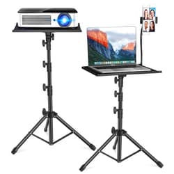 HOLDOOR Projector Stand,Laptop Tripod Stand Adjustable Height up to 47.2 Inch with Gooseneck Phone Holder, Portable for Outdoor Movies-Detachable Computer DJ Racks Holder Mount