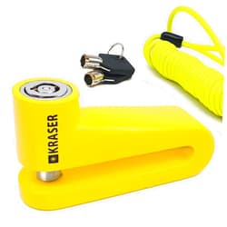 KRASER KR710Y Motorcycle Disc Lock, ø10mm Pin, Highly Deterrent, Anti-Drill Lock, Compact Security Easy to Transport, Universal Anti Theft Wheel Brake Lock for Motorbike Scooter Electric Bike Bicycle