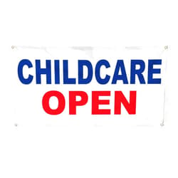 Fastasticdeals Vinyl Banner Multiple Sizes Childcare Open Blue Red Health Care Outdoor Weatherproof Industrial Yard Signs 4 Grommets 12x30Inches