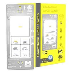 Minoston 1 Hour Countdown Timer Switch 1-5-10-20-30-60 Min, Timer Switch for Bathroom Fans, Heaters, Lights, Neutral Wire Required, ETL and FCC Listed, 120VAC 60Hz, White(MT11N)