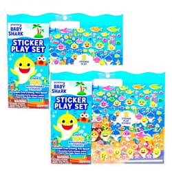 Baby Shark Sticker Play Set Bundle Pack by Horizon Group USA, 2 Count, Over 200 Reusable Stickers, 2 Double-Sided Fold & Play Scenes, Pinkfong Puffy Stickers for Kids