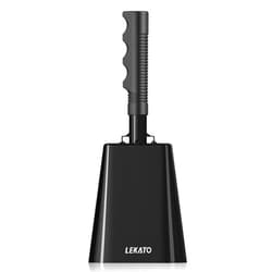 LEKATO 10 Inch Cowbell Noise Makers with Handle, Cow bell for Sporting Events Cheering Steel Cow Bell for Football Games,Party, Concert, Graduation, School, Farm Ranch(Black)