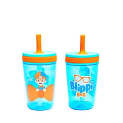 Zak Designs Blippi Kelso Toddler Cups For Travel or At Home, 15oz 2-Pack Durable Plastic Sippy Cups With Leak-Proof Design is Perfect For Kids (Blippi)