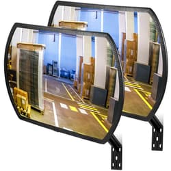 Geetery 2 Pcs Garage Mirror Convex Security Mirror Outdoor Indoor Round Rectangular Acrylic Traffic Mirror Corner Mirror Blindspot for Wall Parking with Protective Film for Driveway(24'' x 15'')