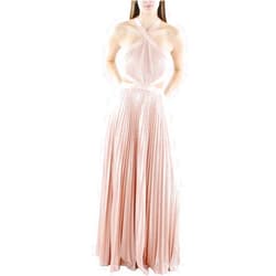 BCBGMAXAZRIA Women's Fit and Flare Sleeveless Floor Length Evening Dress Halter Neck Cut Outs