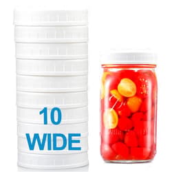 AOZITA [10 Pack] WIDE Mouth Mason Jar Lids for Ball, Kerr and More - White Plastic Storage Caps for Mason/Canning Jars - Leak-Proof, Dishwasher Safe & Food Grade