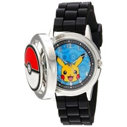 Pokemon Accutime Pokemon Pikachu Poké Ball Spinner Watch, Blue Face, Black Silicone Strap, Quartz Movement, Fun Gift for All Ages - (POK9025AZ)