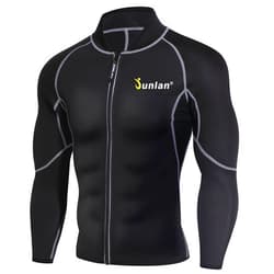 Junlan Men Sweat Neoprene Weight Loss Sauna Suit Workout Shirt Body Shaper Fitness Jacket Gym Top Clothes Shapewear Long Sleeve