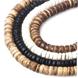 Woodeni 4 Strands Coconut Shell Oblate Beads 8mm Coconut Rondelle Disk Beads for DIY Crafts Jewelry Making, 100Pcs/1 Strands for Each Color