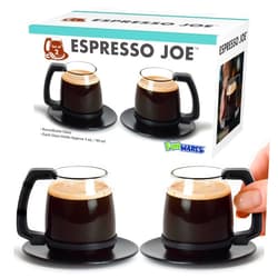 Funwares Unique Coffee Mug, Perfect Gag Gift, Funny Cool Big Coffee Mug for Men and Women! Espresso Joe, 3 oz Espresso Cups with Retro Coasters, Set of 2