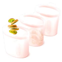 Greater goods Reusable Silicone Food Storage Bags, Stand Up Zip, Multi-Use Storage containers, BPA- Free, Dishwasher, Microwave, and Oven Safe, Pink, 32 Oz (1 Set of 3)
