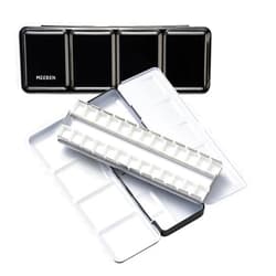 MEEDEN Empty Watercolor Paint Palette: Travel Water Color Palette Tin with 24 Half Pans - Portable Metal Palette Tin Box (Black)