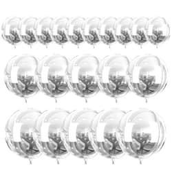 PartyWoo Silver Foil Balloons, 20 pcs Round Foil Balloons Different Sizes Pack of 22 Inch 15 Inch 10 Inch 4D Foil Balloons and Ribbon, Large Foil Balloons for Birthday Decorations, Party Decorations