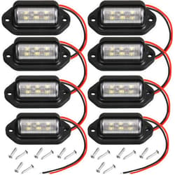 Mudder 8 Packs 12V 6 LED License Plate Light Waterproof License Plate Lamp Taillight for Truck SUV Trailer Van RV Trucks and Boats License Tags (Black)