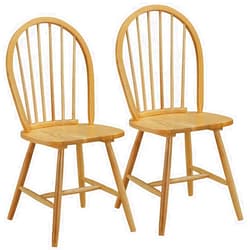 Giantex Set of 2 Windsor Chairs, Wood Dining Chairs, French Country Armless Spindle Back Dining Chairs, Farmhouse Kitchen Dining Room Chairs, Oak
