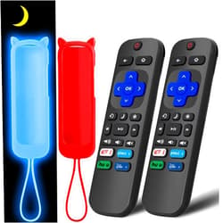 OneBom (2+2 Packs) Replacement Remote for Roku TV with Soft Protective Silicone Cover(Glow in The Dark), Universal Remote for TCL Roku/Hisense Roku/Onn Roku/Sharp Roku/Element Roku/Philips Roku Smart TV