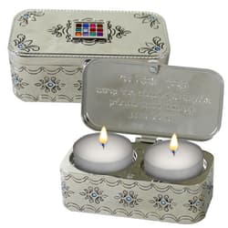 MASORET Nickel Travel Size Candlesticks with Cover Inlaid with Choshen Stones 1.2 * 3.5 Inch Jewish Shabbat Metal Travel Candle Holders