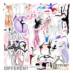MUYINGZHUO Ballet Stickers, 50PCs Dancing Stickers, Vinyl Dancer Decals & Stickers for Laptop, Hydro Flask, Water Bottle, Bumper Car, Planner Stickers for Kids, Toddlers, Teens (Ballet)