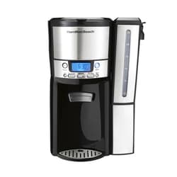 Hamilton Beach One Press Programmable Dispensing Drip Coffee Maker with 12 Cup Internal Brew Pot, Water Reservoir, Black and Silver (47950)