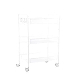 JANE EYRE 3-Tier Rolling Utility Storage Rack Cart on Wheels, Trolley Craft cart, Multi-Purpose Organizer Shelf, White