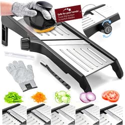 Gramercy Kitchen Company Gramercy Food Slicer With Cut-Resistant Gloves - Mandoline for Vegetables, Potatoes, Cucumbers