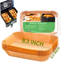 Mutvle Air Fryer Liners for bella 4Qt Slim Air Fryer, Bella Air Fryer Accessories, Parchment Paper Liners Disposable Rectangular for Ninja Foodi 2-Basket, Instant Pot Vortex Plus, PowerXL Vortex(100Pcs)