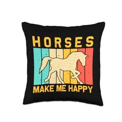 Retro Horse Gift Horse Rider Accessories & Stuff Funny Horse Design For Men Women Horse Lover Horse Racing Throw Pillow