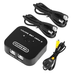 RIIEYOCA USB Printer Sharing KVM Switch,Printer Splitter for Two Devices, Automatic Switching Without Drivers.Share Keyboard Mouse Scanner Printer with Desktop Controller 2 USB Printer Cables (1.5 M)