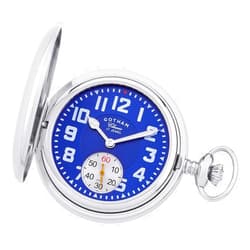 Gotham Men's Classic Silver-Tone Polished Case Double Hunter 17 Jewel Mechanical Pocket Watch # GWC18809SBU
